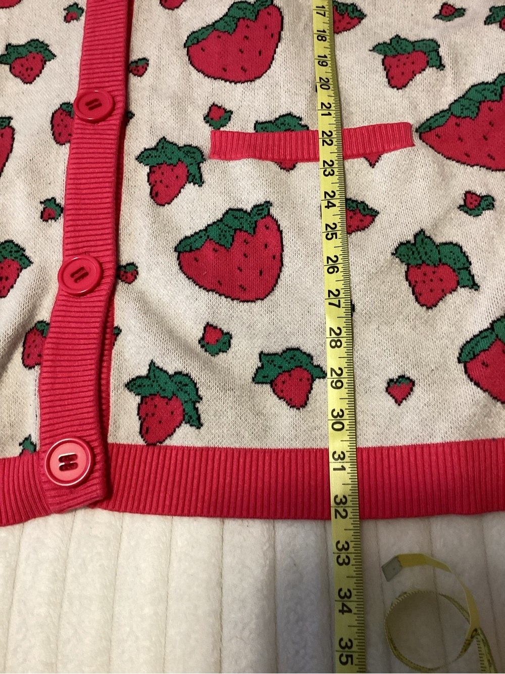 Pixar Cozy Lotso bear Strawberry Cardigan Sweater - Red/White, EUC, 3X - Picture 9 of 10